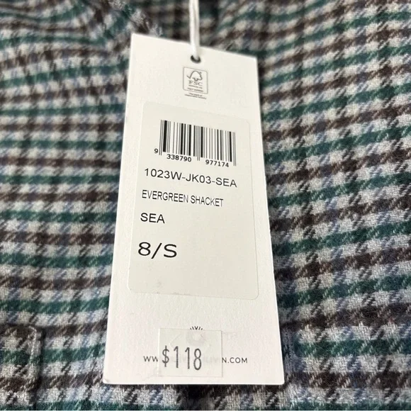 Rhythm womens Plaid Check Overshirt Evergreen wool blend Shacket size Small - Picture 5 of 11